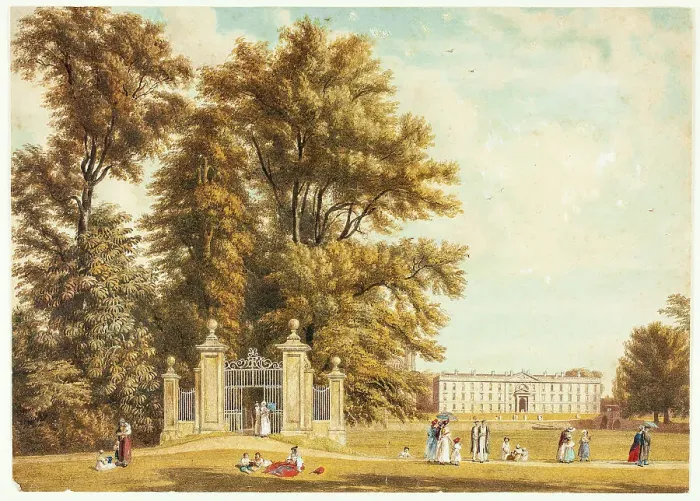 Framed Print : Entrance to the Avenue from Clare Hall Piece, Cambridge, c. 1830. Creator: William Westall Framed Print : Entrance to the Avenue from Clare Hall Piece, Cambridge, c. 1830. Creator: William Westall