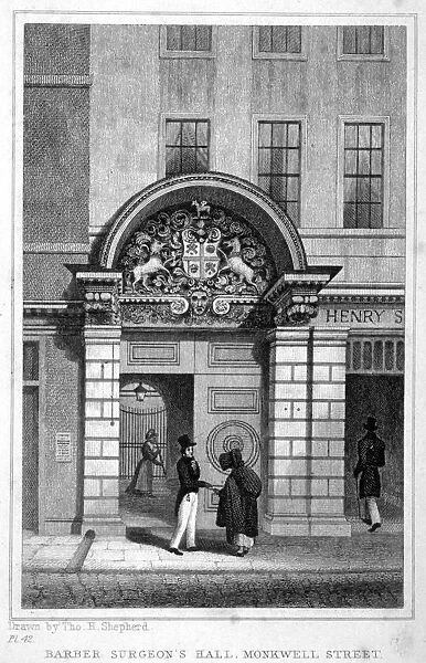Entrance to Barber Surgeons Hall, City of London, 1830. Artist: John Greig