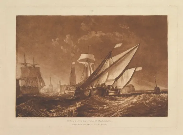 Framed Print : Entrance of Calais Harbour (Liber Studiorum, part XI, plate 55), January 1, 1816 Framed Print : Entrance of Calais Harbour (Liber Studiorum, part XI, plate 55), January 1, 1816