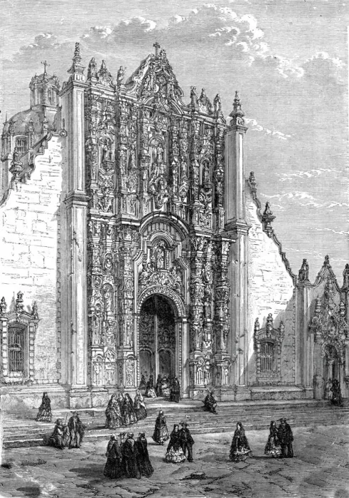 Framed Print : Entrance to the Cathedral, Mexico; A Ride Round the Valley of Mexico, 1875. Creator: Unknown Framed Print : Entrance to the Cathedral, Mexico; A Ride Round the Valley of Mexico, 1875. Creator: Unknown