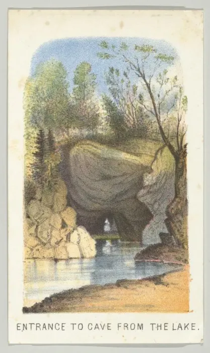 Framed Print : Entrance to Cave from the Lake, from the series, Views in Central Park, New York, Part 2 Framed Print : Entrance to Cave from the Lake, from the series, Views in Central Park, New York, Part 2