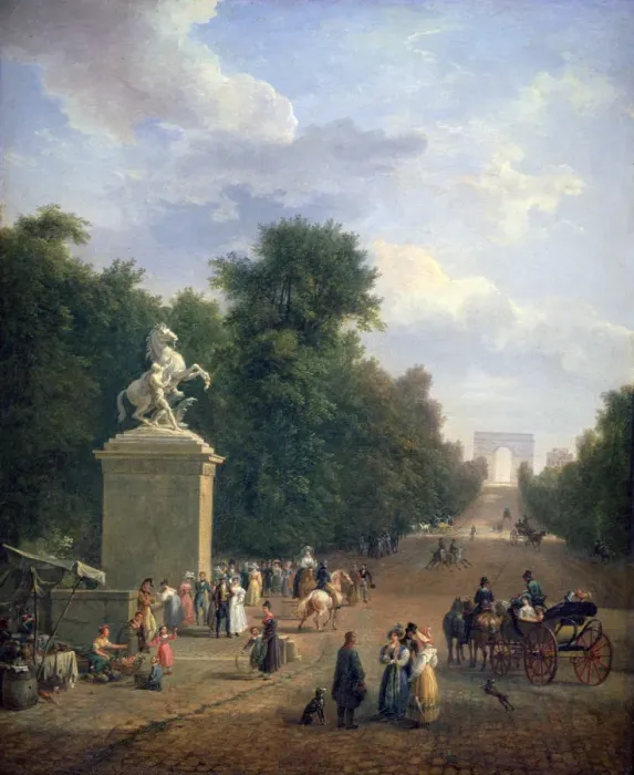 Framed Print : The Entrance to the Champs-Elysees, c1804-1836. Artist: Eustache Francois Duval Framed Print : The Entrance to the Champs-Elysees, c1804-1836. Artist: Eustache Francois Duval