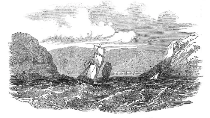 Framed Print : Entrance to Christiansund - Russians running for refuge, 1854. Creator: Unknown Framed Print : Entrance to Christiansund - Russians running for refuge, 1854. Creator: Unknown