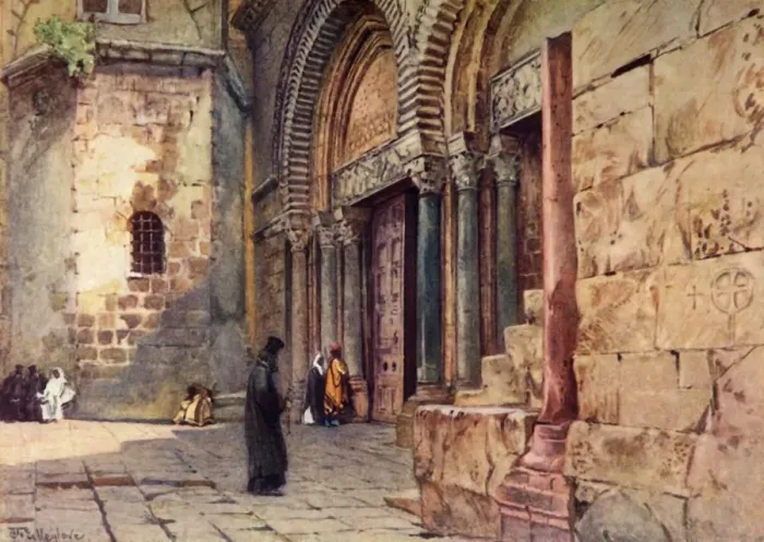 Framed Print : Entrance to the Church of the Holy Sepulchre, 1902. Creator: John Fulleylove Framed Print : Entrance to the Church of the Holy Sepulchre, 1902. Creator: John Fulleylove
