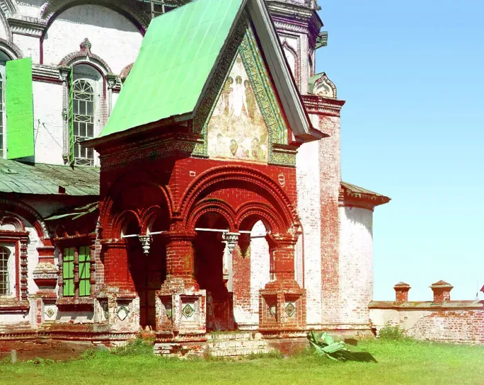 Framed Print : Entrance into the Church of Saint John Chrysostom (from the southwest), Yaroslavl, 1911. Creator: Sergey Mikhaylovich Prokudin-Gorsky Framed Print : Entrance into the Church of Saint John Chrysostom (from the southwest), Yaroslavl, 1911. Creator: Sergey Mikhaylovich Prokudin-Gorsky