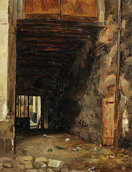The Entrance of a Courtyard, 1820s. Creator: Auguste Xavier Le Prince