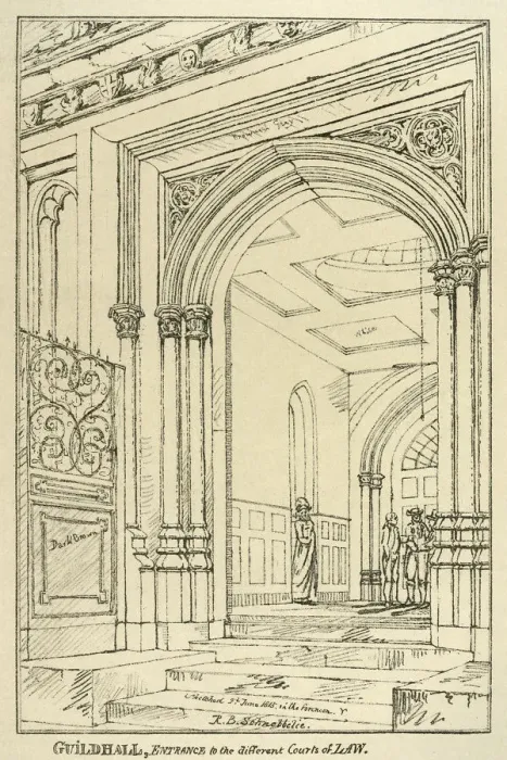 Framed Print : Entrance to the different courts of law, Guildhall, London, June 1815 (1886) Framed Print : Entrance to the different courts of law, Guildhall, London, June 1815 (1886)