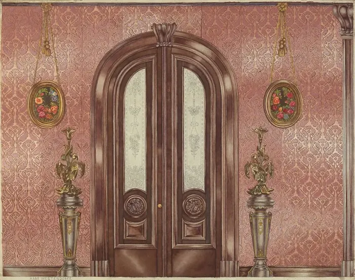 Framed Print : Entrance Door, c. 1939. Creator: Hans Westendorff Framed Print : Entrance Door, c. 1939. Creator: Hans Westendorff