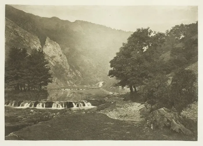 Framed Print : Entrance to Dove Dale, Derbyshire, 1880s. Creator: Peter Henry Emerson Framed Print : Entrance to Dove Dale, Derbyshire, 1880s. Creator: Peter Henry Emerson