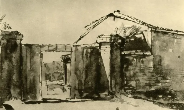 Framed Print : Entrance to a Farmyard, mid 18th century, (1928). Artist: Giovanni Battista Tiepolo Framed Print : Entrance to a Farmyard, mid 18th century, (1928). Artist: Giovanni Battista Tiepolo