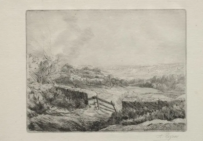 Framed Print : Entrance to the Field. Creator: Alphonse Legros (French, 1837-1911) Framed Print : Entrance to the Field. Creator: Alphonse Legros (French, 1837-1911)