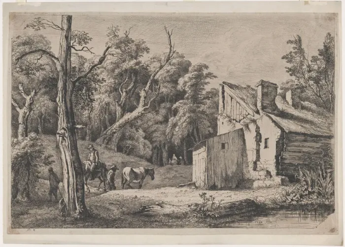 Framed Print : Entrance to the Forest of Brie with Cottage on the Right, 1772 Framed Print : Entrance to the Forest of Brie with Cottage on the Right, 1772