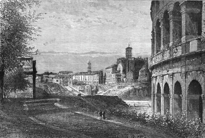 Framed Print : Entrance to the Forum, looking North; A First Visit to Rome, 1875. Creator: Unknown Framed Print : Entrance to the Forum, looking North; A First Visit to Rome, 1875. Creator: Unknown