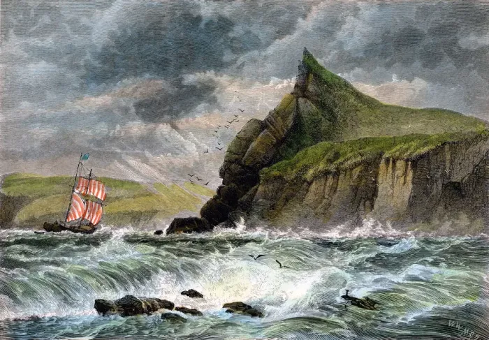 Framed Print : The entrance to Fowey Harbour, Cornwall, 19th century Framed Print : The entrance to Fowey Harbour, Cornwall, 19th century