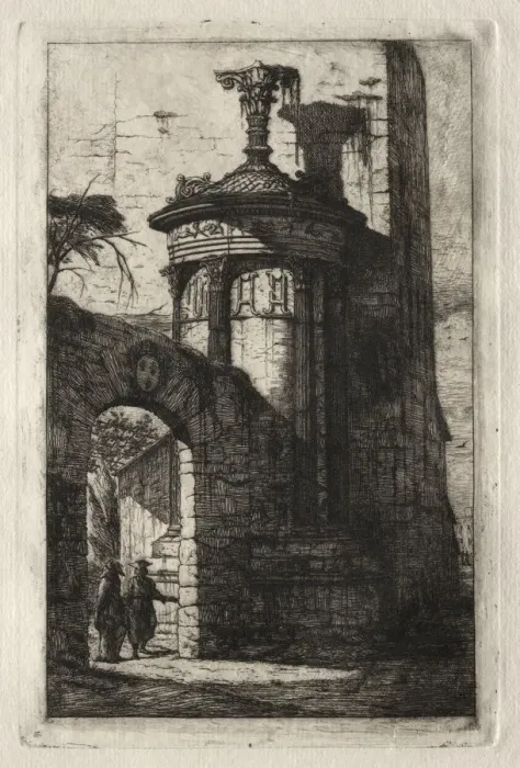 Framed Print : Entrance to the French Capuchin Convent at Athens, 1854. Creator: Charles Meryon (French