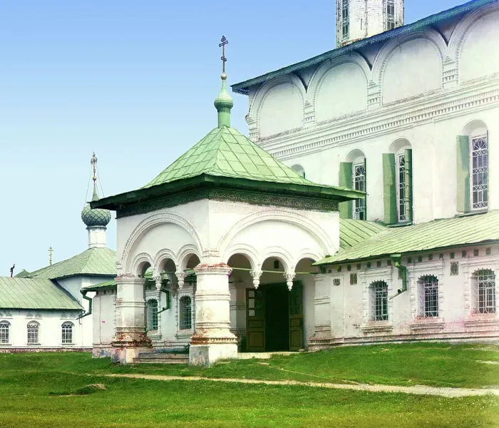 Framed Print : Entrance into the Fyodorovskaya Church, Yaroslavl, 1911. Creator: Sergey Mikhaylovich Prokudin-Gorsky Framed Print : Entrance into the Fyodorovskaya Church, Yaroslavl, 1911. Creator: Sergey Mikhaylovich Prokudin-Gorsky