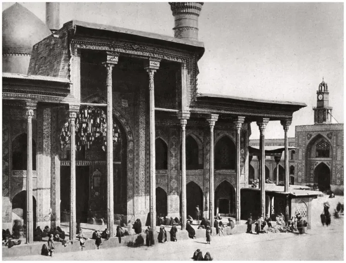 Framed Print : The entrance gate of the Kadimain Mosque leading to the tomb of the Imam Moosa Al Kadim, 1925. Artist: A Kerim Framed Print : The entrance gate of the Kadimain Mosque leading to the tomb of the Imam Moosa Al Kadim, 1925. Artist: A Kerim