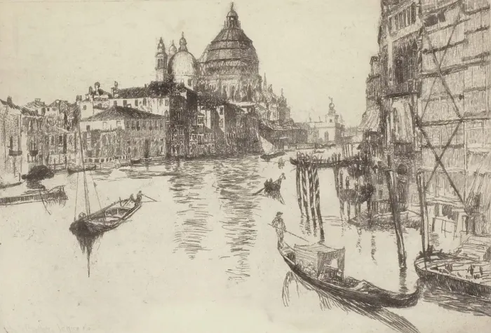 Framed Print : Entrance to the Grand Canal, Venice, 1880. Creator: Otto Henry Bacher