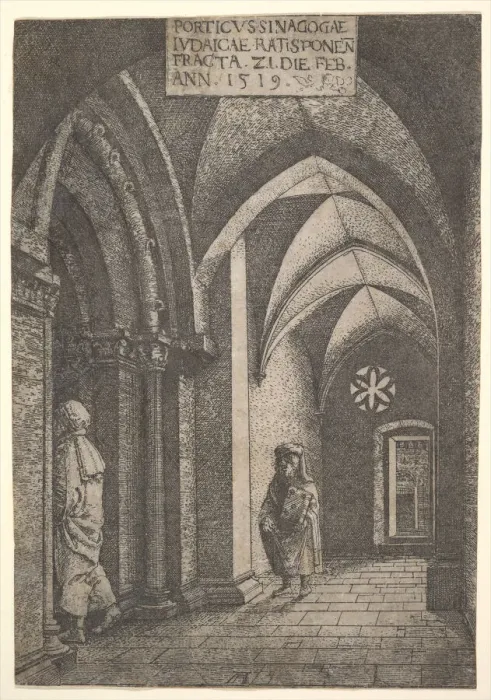 Framed Print : The Entrance Hall of the Regensburg Synagogue, 1519. Creator: Albrecht Altdorfer Framed Print : The Entrance Hall of the Regensburg Synagogue, 1519. Creator: Albrecht Altdorfer