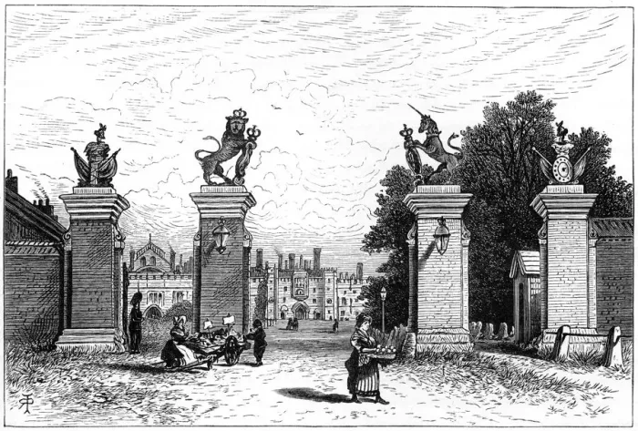 Framed Print : Entrance to Hampton Court Palace, 1880. Artist: Robert Taylor Pritchett Framed Print : Entrance to Hampton Court Palace, 1880. Artist: Robert Taylor Pritchett
