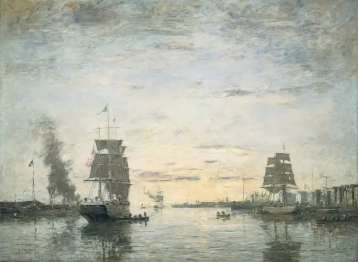 Framed Print : Entrance to the Harbor, Le Havre, 1883. Creator: Eugene Louis Boudin Framed Print : Entrance to the Harbor, Le Havre, 1883. Creator: Eugene Louis Boudin