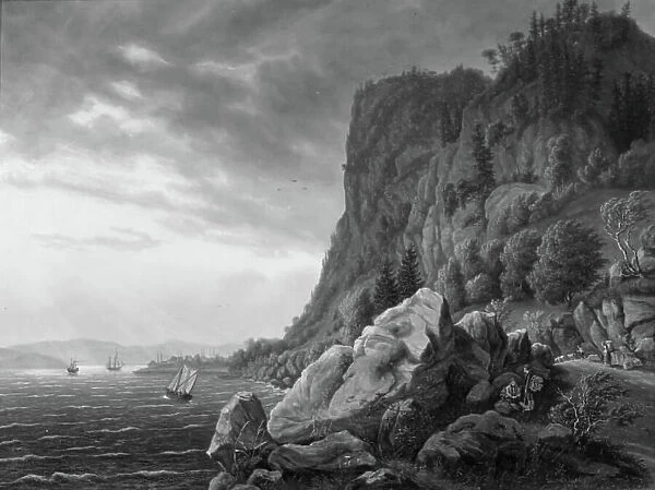The entrance to Holmestrand in Norway with the road from Drammen along the cliff face... 1797-1845. Creator: Jens Peter Møller