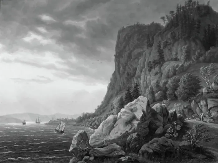 Framed Print : The entrance to Holmestrand in Norway with the road from Drammen along the cliff face... 1797-1845. Creator: Jens Peter Møller Framed Print : The entrance to Holmestrand in Norway with the road from Drammen along the cliff face... 1797-1845. Creator: Jens Peter Møller