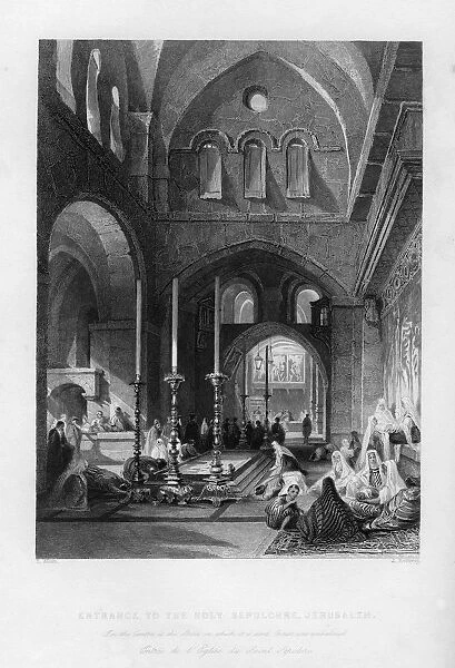 The entrance to the Holy Sepulchre, Jerusalem, Israel, 1841. Artist: J Redaway