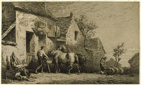 Entrance to an Inn, with Stable Boy, 1850. Creator: Charles Emile Jacque