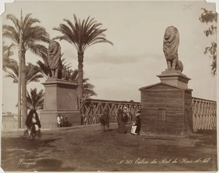 Framed Print : Entrance to Kasr-en-Nile Bridge, Cairo, 19th century. Creator: Zangaki Framed Print : Entrance to Kasr-en-Nile Bridge, Cairo, 19th century. Creator: Zangaki