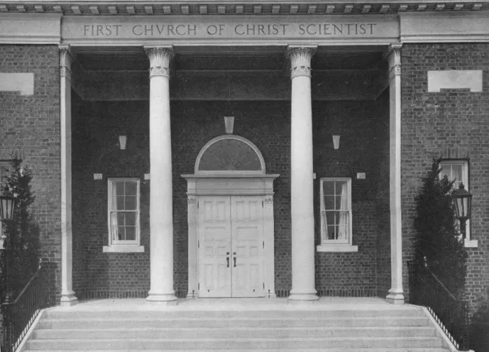 Framed Print : Detail of entrance loggia, First Church of Christ, Scientist, Meriden, Connecticut, 1922 Framed Print : Detail of entrance loggia, First Church of Christ, Scientist, Meriden, Connecticut, 1922