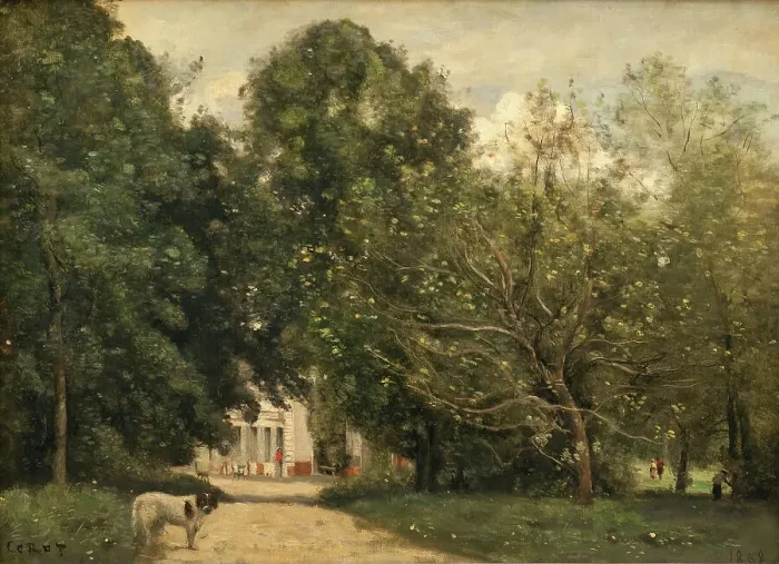 Framed Print : The Entrance to M. Dubuisson's Villa at Brunoy, 1868. Creator: Jean-Baptiste-Camille Corot Framed Print : The Entrance to M. Dubuisson's Villa at Brunoy, 1868. Creator: Jean-Baptiste-Camille Corot