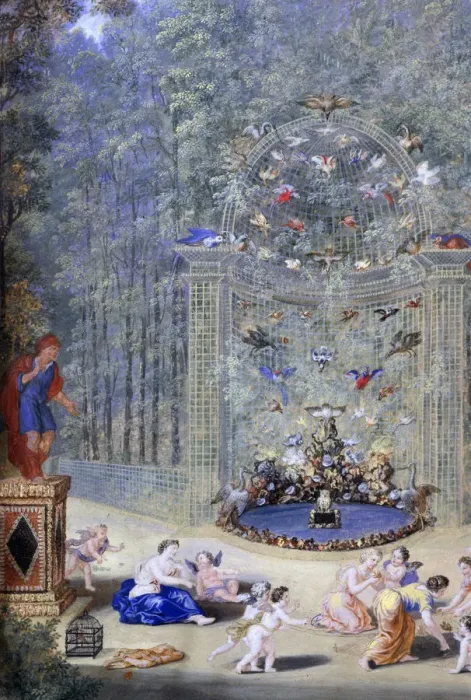 Framed Print : Entrance to the Maze at Versailles, 1693. Artist: Jean Cotelle the younger Framed Print : Entrance to the Maze at Versailles, 1693. Artist: Jean Cotelle the younger