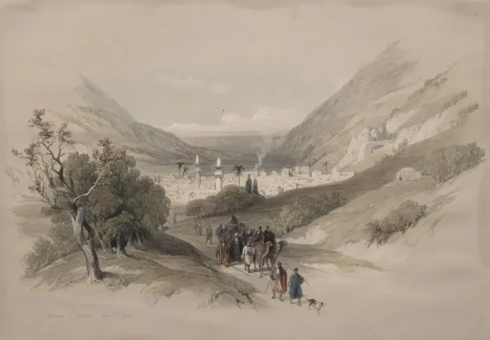 Framed Print : Entrance to Nablus, 1839. Creator: David Roberts (British, 1796-1864) Framed Print : Entrance to Nablus, 1839. Creator: David Roberts (British, 1796-1864)