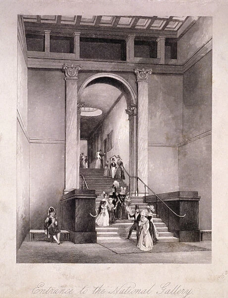 Entrance to the National Gallery in Trafalgar Square, Westminster, London, c1830