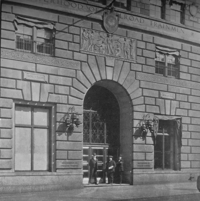 Framed Print : Entrance to the offices of the Brotherhood of Railroad Trainmen, Cleveland, Ohio, 1923 Framed Print : Entrance to the offices of the Brotherhood of Railroad Trainmen, Cleveland, Ohio, 1923