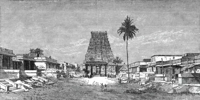 Framed Print : Entrance to the Pagoda of Conjeveram; Notes on the Ancient Temples of India, 1875. Creator: Unknown