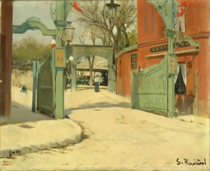 Framed Print : Entrance to the Park of the Moulin de la Galette. Artist: Rusinol, Santiago (1861-1931) Framed Print : Entrance to the Park of the Moulin de la Galette. Artist: Rusinol, Santiago (1861-1931)