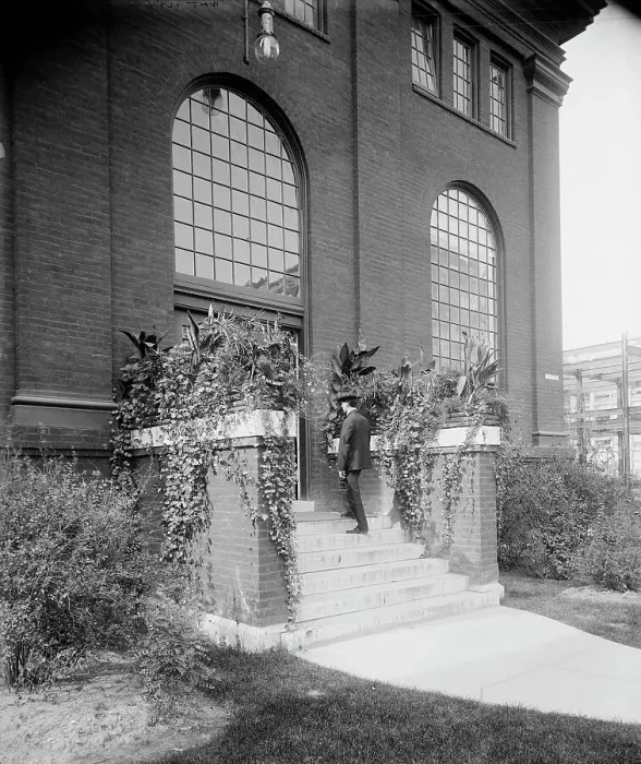 Framed Print : Front entrance to power house, National Cash Register [Company], Dayton, Ohio, (1902?). Creator: William H. Jackson