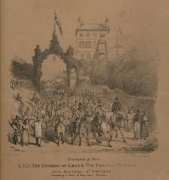 Entrance of their R. H. H. The Duchess of Kent & The Princess Victoria into Hastings Creator: J