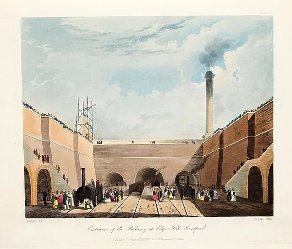 Entrance of the Railway at Edge Hill, Liverpool, 1831. Artist: Thomas Talbot Bury