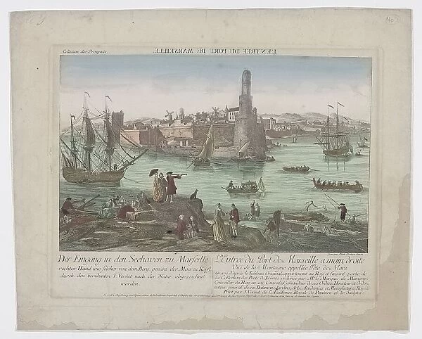 Entrance to the seaport of Marseille, 1755-1779. Creator: Balthasar Friedrich Leizelt
