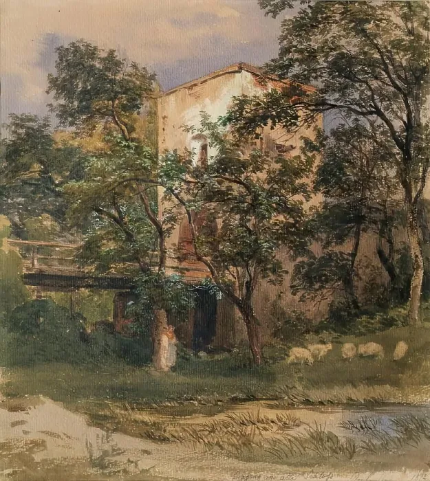 Framed Print : Entrance to Seebenstein Castle, 1872. Creator: Joseph Hoger Framed Print : Entrance to Seebenstein Castle, 1872. Creator: Joseph Hoger