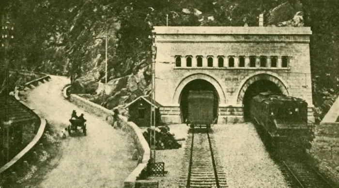 Framed Print : Entrance of the Simplon Tunnel (12 1 / 2 Miles Long) Connecting Switzerland and Italy, c1930 Framed Print : Entrance of the Simplon Tunnel (12 1 / 2 Miles Long) Connecting Switzerland and Italy, c1930