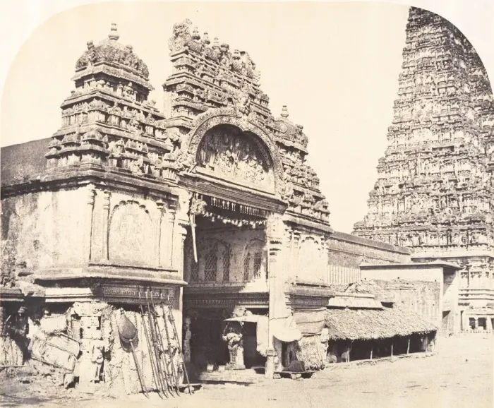 Framed Print : Entrance to the Temple of Minakshi in the Great Pagoda, January-March 1858. Creator: Captain Linnaeus Tripe Framed Print : Entrance to the Temple of Minakshi in the Great Pagoda, January-March 1858. Creator: Captain Linnaeus Tripe