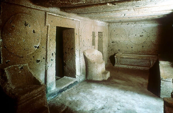 Entrance to a tomb in an Etruscan necropolis, Cerveteri (Caere) Italy, c7th-6th century BC