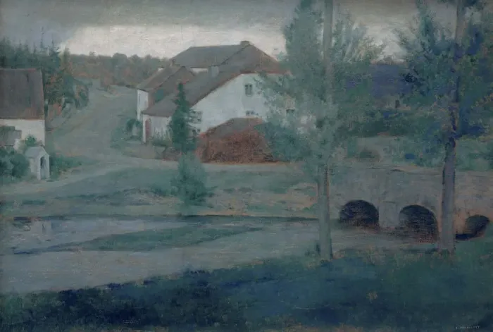 Framed Print : The Entrance to the Village, 1885. Creator: Khnopff, Fernand (1858-1921) Framed Print : The Entrance to the Village, 1885. Creator: Khnopff, Fernand (1858-1921)