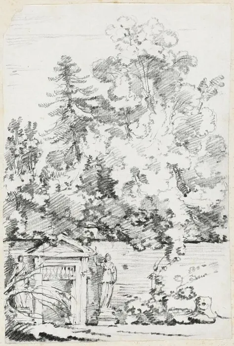 Framed Print : Entrance to a Walled Garden, 1744 / 1750. Creator: Joseph-Marie Vien the Elder Framed Print : Entrance to a Walled Garden, 1744 / 1750. Creator: Joseph-Marie Vien the Elder