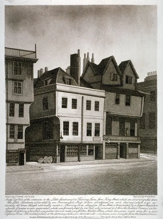 Framed Print : Entrances to Little Sanctuary and Thieving Lane, Westminster, London, 1807. Artist Framed Print : Entrances to Little Sanctuary and Thieving Lane, Westminster, London, 1807. Artist