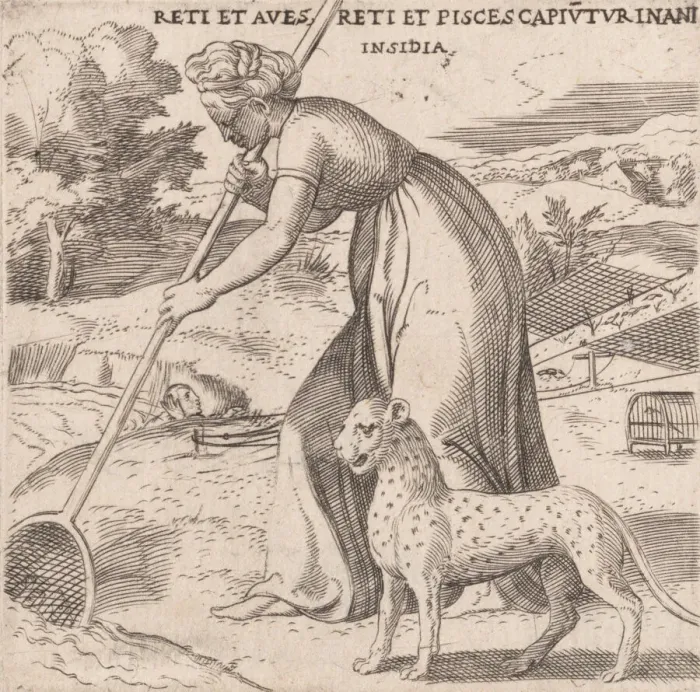 Framed Print : Entrapment, ca. 1545-50. Creator: Enea Vico Framed Print : Entrapment, ca. 1545-50. Creator: Enea Vico